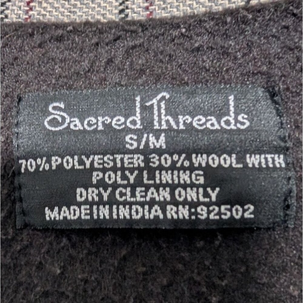 Sacred Threads Patchwork Plaid Jacket Womens Size… - image 5